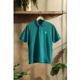 Trendyol Emerald Green Men's Regular Cut 100% Cotton Embroidered Polo Neck T-shirt cene