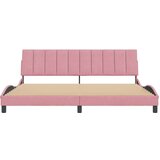  Okvir za krevet s uzglavljem ružičasti 200x200 cm baršunasti | shoptok.hr
