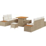  Set vrtnog namještaja s jastučićima Bež Poli Ratan Acacia | shoptok.hr
