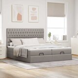  Otomanski okvir kreveta s madracima smeđesivi 200x200cm tkanine | shoptok.hr