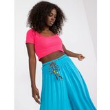 Fashion Hunters Light blue trousers in high-waisted fabric Surie OH BELLA Cene