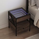  Noćni ormarić s beskonačnim LED boja smeđeg hrasta 40x40x51 cm | shoptok.hr