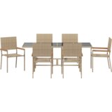  Blagovaonski stol i stolice u vrtu od 7 komada bež poli ratana | shoptok.hr