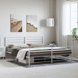  Metalni okvir kreveta uzglavlje i podnožje bijeli 193x203 cm | shoptok.hr