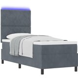 vidaXL Box Spring Postelja z Blazino in LED Temno Siva 80x200 cm Žamet, (22050239) | Shoptok.si