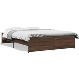  The Living Store Posteljni okvir rjav hrast 150x200 cm inženirski les in kovina - Posteljni Okvir, (21445730) | Shoptok.si