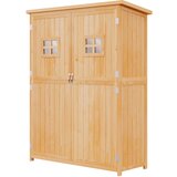 Outsunny Vrtna lopa iz smrekovega lesa z dvojnimi vrati, lopa za orodje s policami in okni, 127,5x50x164cm, (20753893) Cene