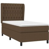  Box spring postelja z vzmetnico temno rjava 100x200 cm blago, (20930183) | Shoptok.si