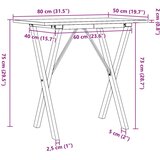 vidaXL jedilna miza x okvir 80x50x75 cm trdna borovina lito železo | Shoptok.si