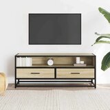 vidaXL TV omarica sonoma hrast 100x34,5x40 cm inženirski les in kovina | Shoptok.si