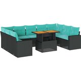  Vrtna garnitura - 10-dijelni set vrtnih sofa s jastucima crni od poliratana - Crna 1 | shoptok.hr