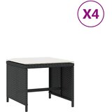  Vrtni taburei s jastucima 4 kom crni 41x41x36 cm od poliratana | shoptok.hr