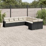  10-dijelni set vrtnih sofa s jastucima crni od poliratana Crna 65.5 x 62 x 69 cm | shoptok.hr