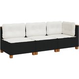 Maison Chic Vrtni kavč - Zunanji kavč z blazinami 3-sedežni črn poli ratan, (22043918) | Shoptok.si