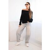 Kesi Włoski Women's asymmetrical batwing viscose sweater black | shoptok.hr