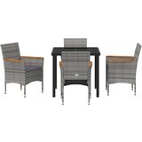 vidaXL Vrtni set za objed s jastukom 5 pcs Siva Poli ratan | shoptok.hr