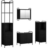  Set ormarića za kupaonicu 4 kom. Crni hrast 40 x 36 x 200 5 cm - Crni hrast Ormarić ispod sudopera (2 vrata) + viseći ormarić + | shoptok.hr