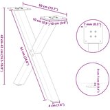  Noge za klub stolić u obliku slova X, 2 kom, prirodni čelik, 50 x (42-43) cm, čelik | shoptok.hr