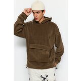Trendyol Khaki Men's Hoodie with Ceo Design Minimal Printed Sweatshirt | shoptok.hr