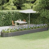 vidaXL Visoka greda iz prašno premazanega jekla 507x100x36 cm siva | Shoptok.si