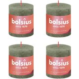 Bolsius rustične debele svijeće Shine 4 kom 80 x 68 mm maslinaste | shoptok.hr