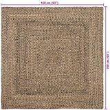  Tepih Isprepleteni Prirodna i crno 160 x 160 cm Juta | shoptok.hr