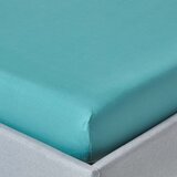 HOMESCAPES teal egipčanski bombaž 30 cm globok prilegajoči se prtljažnik 200 nitk, 140x190 cm, (20750416) Cene
