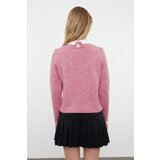 Trendyol Dusty Rose Soft Texture Garnished Ribbon/Bow Detailed Stone Knitted Sweater | shoptok.hr
