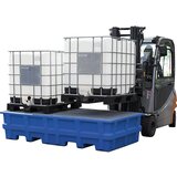asecos Prestrezna PE-kadica za cisterne IBC/KTC, prestrezna prostornina 1000 l, za 2 cisterni, s pocinkano mrežasto rešetko | Shoptok.si
