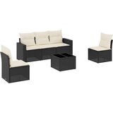 Maison Chic Seti vrtnega pohištva - Vrtna garnitura - Vrtni pohištvo set 6-delna z blazinami črna poli ratan, (21804582) | Shoptok.si