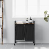  Košara za rublje s 2 pretinca i kotačićima, dimljena hrastovina | shoptok.hr
