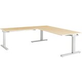 mauser Pisalna miza, s priključkom, ŠxG 1800 x 800 mm, kotni element na levi strani (širina 1200 mm), plošča imitacija javorja, ogrodje aluminijasto s | Shoptok.si