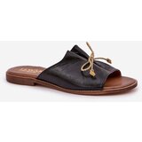 Boto Leather Flat Elegant Slippers With Bow Lewski 3572 Black | ePonuda.com