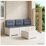 vidaXL Dvosjedni vrtni sofa s jastucima u ratan izgledu 3-sjedalo PP - Bijela 3 x sredina s svijetlosivim jastučićem i jastučićem za le | shoptok.hr