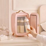 Prijenosni mini hladnjak za kozmetiku pića i grickalice s osvijetljenim ogledalom tihi rad 6L roza | shoptok.hr