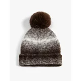 Koton Knitted Beret with Color Transition Plush Pompom Detail