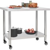 vidaXL Kuhinjski radni stol s kotačima 80x60x85 cm nehrđajući čelik | shoptok.hr