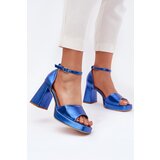 Boto Lacquered Women's Sandals On Heel Blue Marila | Shoptok.si