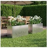 vidaXL Vrtna saksija 2 kom. Srebrna 100 x 20 x 49 cm Nehrđajući čelik - Nehrđajući čelik 100 x 20 x 49 cm 2 | shoptok.hr