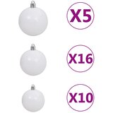  Umjetno osvijetljeno božićno drvce i kuglice bijelo 210 cm PVC | shoptok.hr