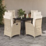  5-dijelni vrtni blagovaonski set od poliratana s jastucima bež 80 x 80 x 74 cm | shoptok.hr