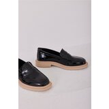 Madamra Black Patent Leather Women's Daily Loafers Cene