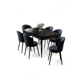 Hanah home Rasklopivi trpezarijski sto i stolice (7 delova) Asfel Black Marble Anthracite | Eponuda.com
