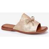 EVENTO Ladies flat sandals with decorative tie golden Norela | Shoptok.si