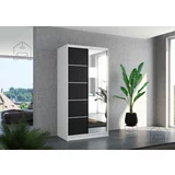 ADRK Furniture Garderobna omara z drsnimi vrati Orlando - 100 cm - bela/črna