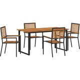  Vrtni set za objed 5 kom. Crna Čvrsto drvo akacije 160 x 80 x 75 cm | Shoptok.si