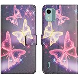 INORCO Usnjena torbica za telefon s tiskanjem vzorcev za Nokia C12 4G/C12 Pro/C12 Plus, ovitek za denarnico s stojalom, (22036245) Cene