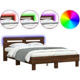 Furnova Posteljni okvir z vzglavjem in LED rjavi hrast 120x190 cm, (21938446) | Shoptok.si