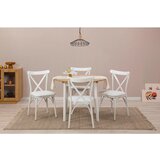 Hanah home Oliver - White, Oak WhiteOak Extendable Dining Table & Chairs Set (5 Pieces) | ePonuda.com