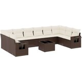 vidaXL 11-dijelni set vrtnih sofa od poliratana s jastucima smeđi | shoptok.hr